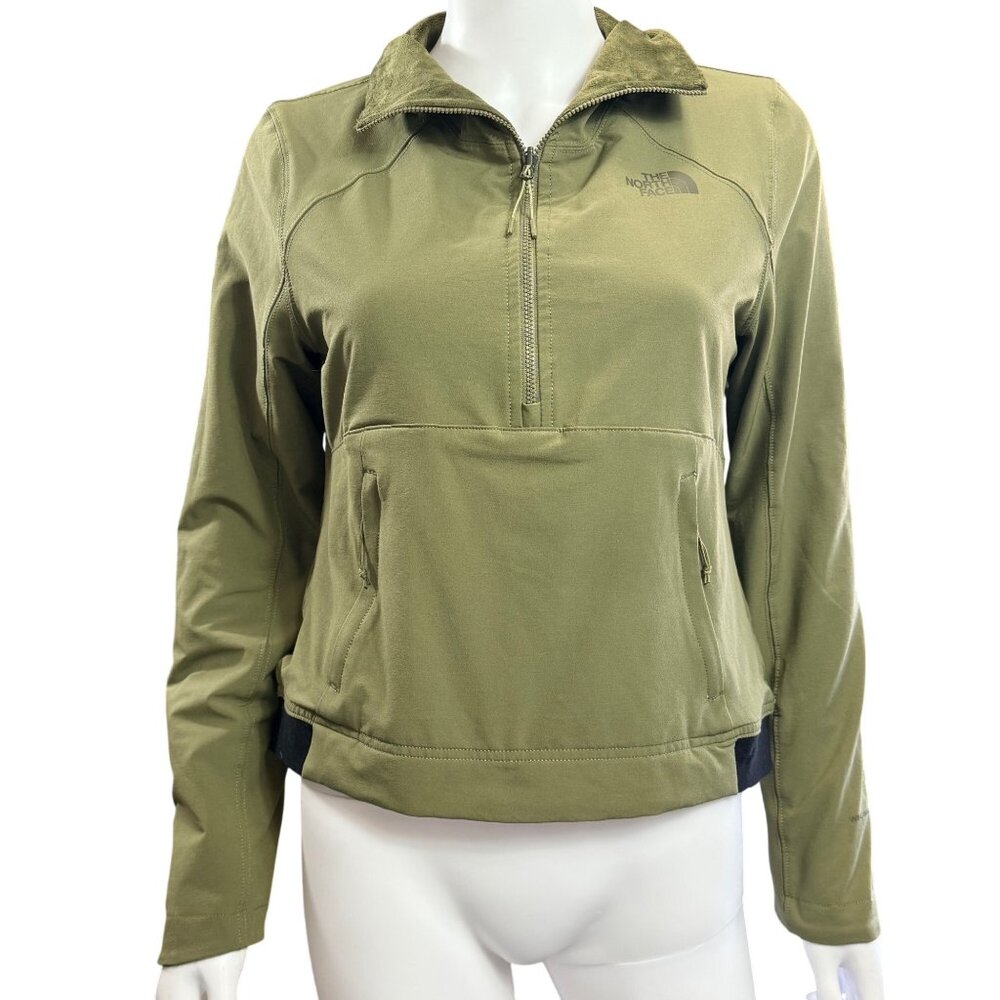 The North Face Women's Reversible 1/4 Zip Windwall Pullover Olive Green Small